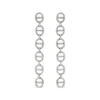 House of Brilliance Sterling Silver 1.0 Cttw Diamond Oval Design Dangle Earrings