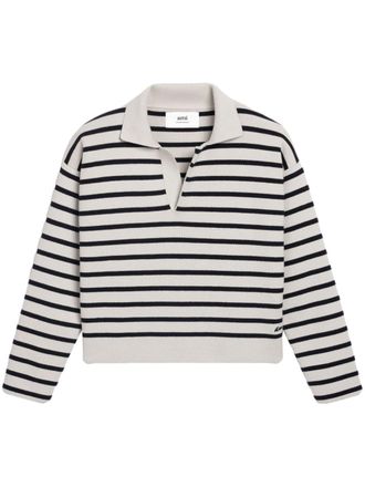 Ami Maglione stile polo a righe - Toni neutri