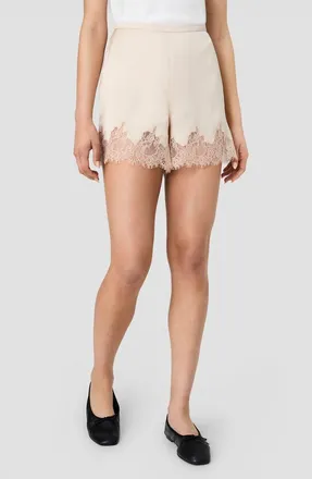 French Connection Ennis Satin Lace Shorts in Champagne at Nordstrom, Size X-Small