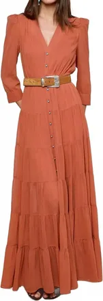 L'agence Seraphina Tiered Maxi Dress In Baked Clay
