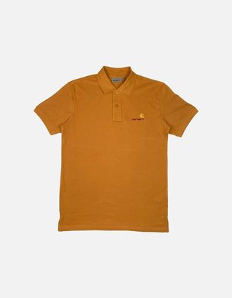 Carhartt Work in Progress Mens Carhartt WIP Sunset American Script Polo Shirt - Orange - Size: 38