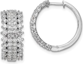 Diamond2Deal 14k Gold 2 ct Lab Grown Diamond Hinged Hoop Earrings VS Clarity, G-H Color