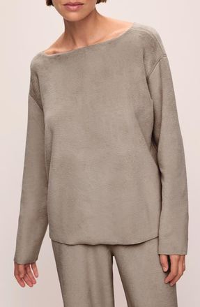 Eberjey Reversible Fleece Lounge Top in Toffee at Nordstrom, Size X-Small