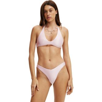 Cotton On Womens Dip Front High Side Brazilian Bikini Bottom in Cherry Dream Gloss at Nordstrom, Size X-Large