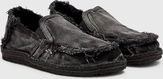 Diesel D-Lukas - Espadrilles in frayed denim - Moccasins and Mules - Man - Black