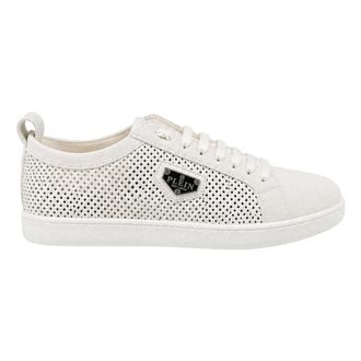 Philipp Plein Schoenen, Heren, Beige, 45 EU, Leer, Perforated Suede Low-Top Sneakers
