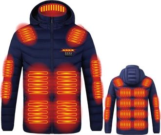 Generic Heated Jackets For Men, Upgraded 23 Heating Zone Electric Heating Hoodies Down Coats Waterproof Windproof Hooded Heated Clothing with 3 Temperature Ou