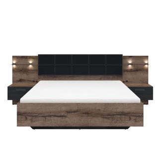 Petits Meubles Cama 180x200 mesilla de noche led y toma usb incluidos romane madera