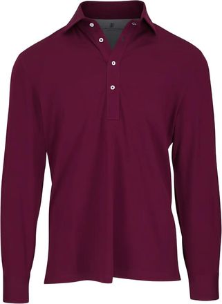 Brunello Cucinelli long-sleeve polo shirt - men - Cotton - M - Red