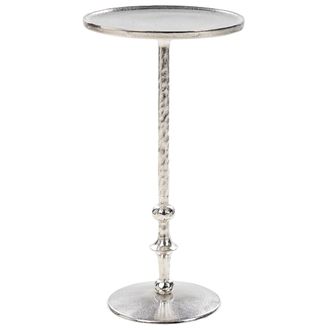Beliani Mesa Auxiliar De Metal Plateado 32 Cm Forma Geom&eacute;trica Tablero Tallado Meda