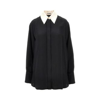 Jil Sander Satin shirt with contrasting collar Woman 36