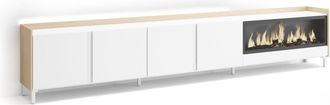 Skraut Home Skraut Home - Mueble Tv, Televisi&oacute;n, Muebles De Sal&oacute;n, Almacenaje, 315x35x61cm, Para Tv Hasta 80, Chimenea El&eacute;ctrica Xxl, Dise&ntilde;o Industrial, Led, Esti