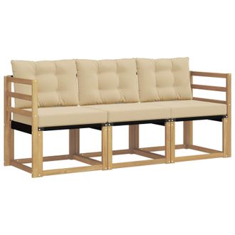 vidaXL Conjunto De Sof&aacute;s De Exterior Con Coj&iacute;n 3 Pcs Y Beige Vidaxl