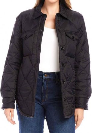 Karen Kane Faux Fur Quilted Jacket In Black And Cream