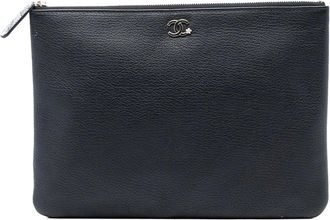 Chanel Pre-owned Clutches, female, Black, Size: ONE SIZE Pre-owned Pouch with Zip Closure