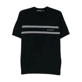 Karl Lagerfeld Tops, Heren, Blauw, L, Polyester, T-shirt met streepdetail
