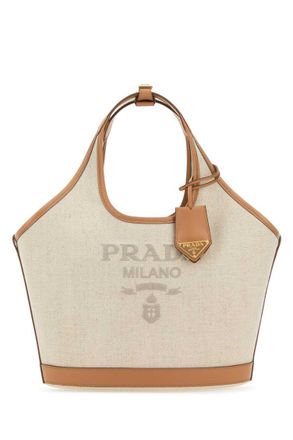 Prada Sand logo-print medium tote bag