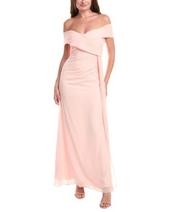 Badgley Mischka Off-The-Shoulder Wrap Dress