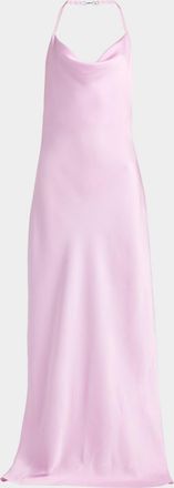 Stella McCartney Cowl-Neck Enverse Satin Backless Halter Gown