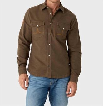 Amundsen & Scott Mens Gard Moleskin Shirt In Olive