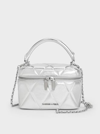 Charles & Keith Arwen Metallic Quilted Vanity Bag