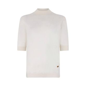 Roberto Cavalli Round-neck Knitwear, female, White, Size: XS Cotton Sweater