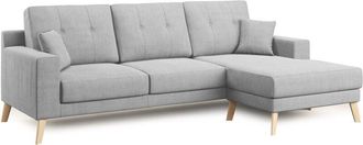 Divani.Store Danish Sof&aacute; Rinconero Moderno Reversible De Tela Suave E Impermeable 237 Cm Gris Claro