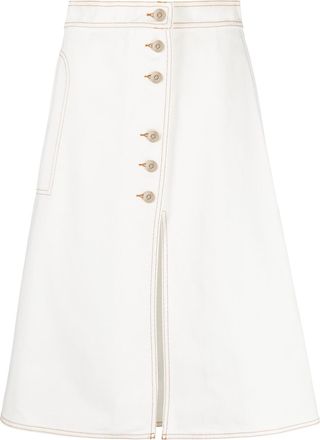 Wales Bonner A-line midi skirt - women - Cotton/Organic Cotton - 42 - White