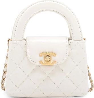 Chanel 2021-2025 Nano Aged Calfskin Kelly Shopper Bag satchel - Wit