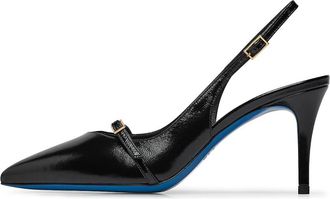 Loriblu Slingback in zwart glanzend leer met bandje - Dames - Pumps - Zwart - 41 EU - Leer - Schoenen