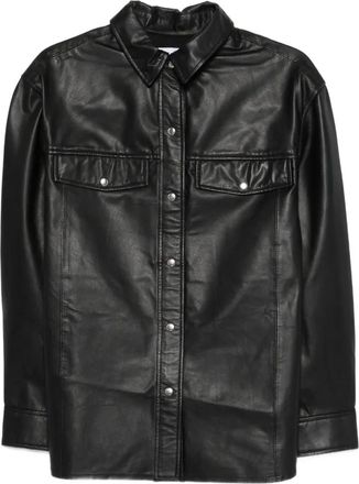 Iro Cabana leren blouse met zak - Zwart