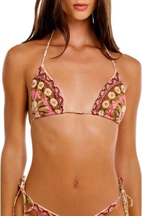 Agua Bendita Lolita Matches Embroidered Bikini Top in Pink Multi at Nordstrom, Size X-Large