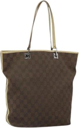 Gucci Pre-owned Canvas Tote Bag - Dames - Vintage Shopper - Bruin - ONE Size - Vintage