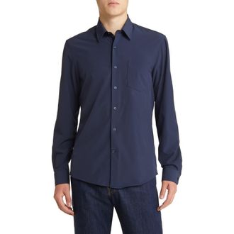 Nordstrom Solid Button-Up Shirt in Navy Blazer at Nordstrom Rack, Size Large