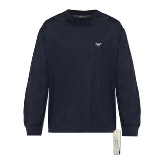 Emporio Armani Long Sleeve Tops, male, Blue, Size: 2XL Long-Sleeved T-Shirt