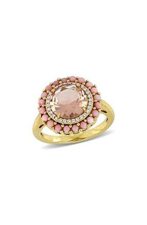 Delmar Morganite, Pink Opal & Lab Grown White Sapphire Halo Ring at Nordstrom Rack, Size 5