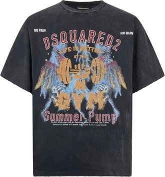Dsquared2 Heren T-shirts & Polos Kleding Grijs Ss 26 - Heren - T-shirts - Veelkleurig - S - Katoen - Tops