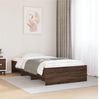 Berkfield Home Bed Frame without Mattress Brown Oak 90x190 cm Single Engineered Wood