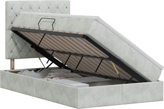 vidaXL Cama Con Almacenamiento Y Colch&oacute;n Gris Claro 120 X 200 Cm Vidaxl