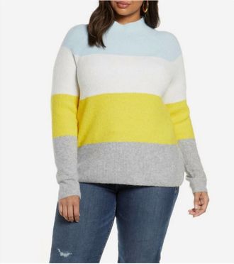 Halogen Mock Neck Striped Sweater In Multicolor