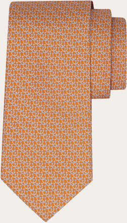 Ferragamo Men Gancini links print silk tie Orange
