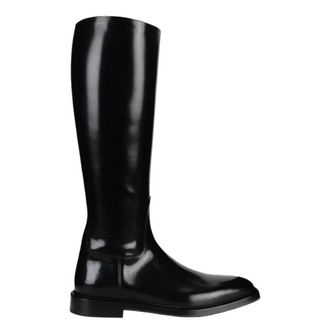 Ferragamo Fluid Leather Riding Boots, Size 9