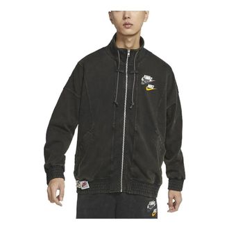 Nike Sportswear Stand Collar Logo Casual Long Sleeves Jacket Black DV3314-010