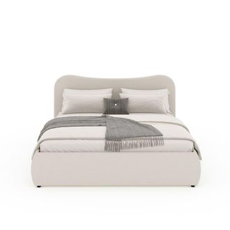 Concept Usine Cama con arc&oacute;n 160x200cm dise&ntilde;o redondeado pana beige