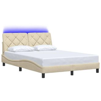 vidaXL Estructura De Cama Con Led Sin Colch&oacute;n Tela Crema 140x200 Cm Vidaxl