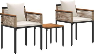 vidaXL Juego De Muebles De Exterior Beige Y Crema Rat&aacute;n Sint&eacute;tico Vidaxl