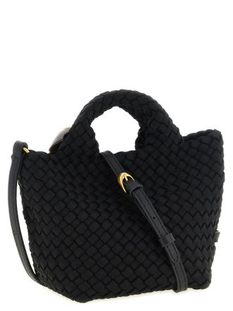 Naghedi Handwoven Neoprene Top Handle Bag - Black