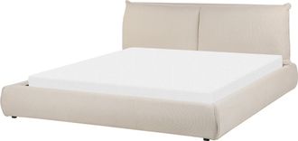 Beliani Cama De Agua Moderna Tapizada 180 X 200 Cm Somier Con Colch&oacute;n Tela Beige Vinay