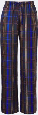 Asceno Aurelia plaid silk twill wide-leg pants