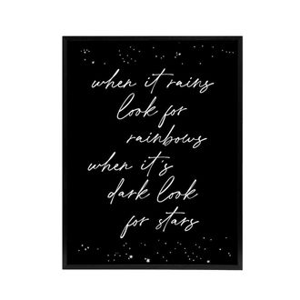 Artery8 When Its Dark Look For Stars Modern Motivational Framed Canvas Art in Black | Size: W24 x H32